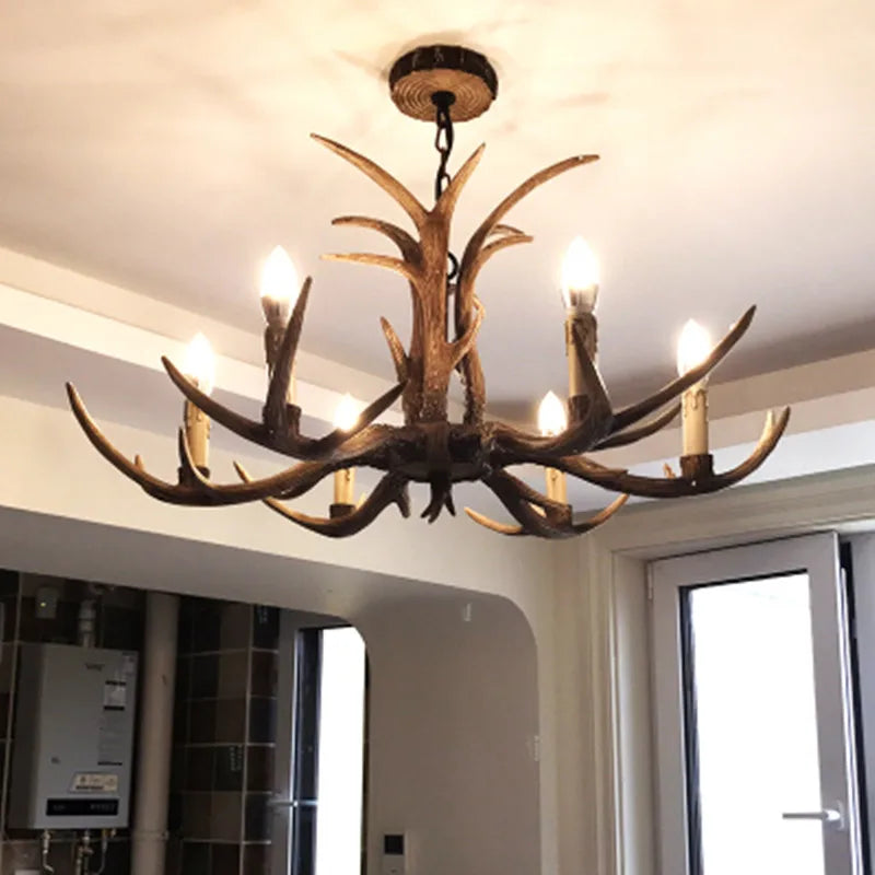 6/8/10 Head Modern Antlers Chandelier Light American Resin lamp Candle