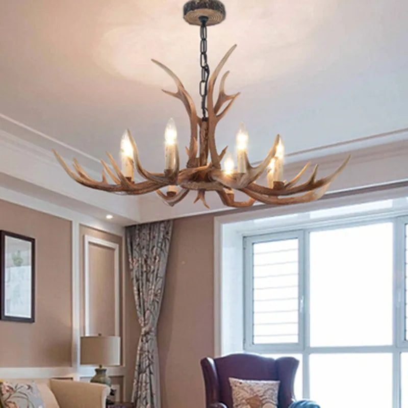 6/8/10 Head Modern Antlers Chandelier Light American Resin lamp Candle