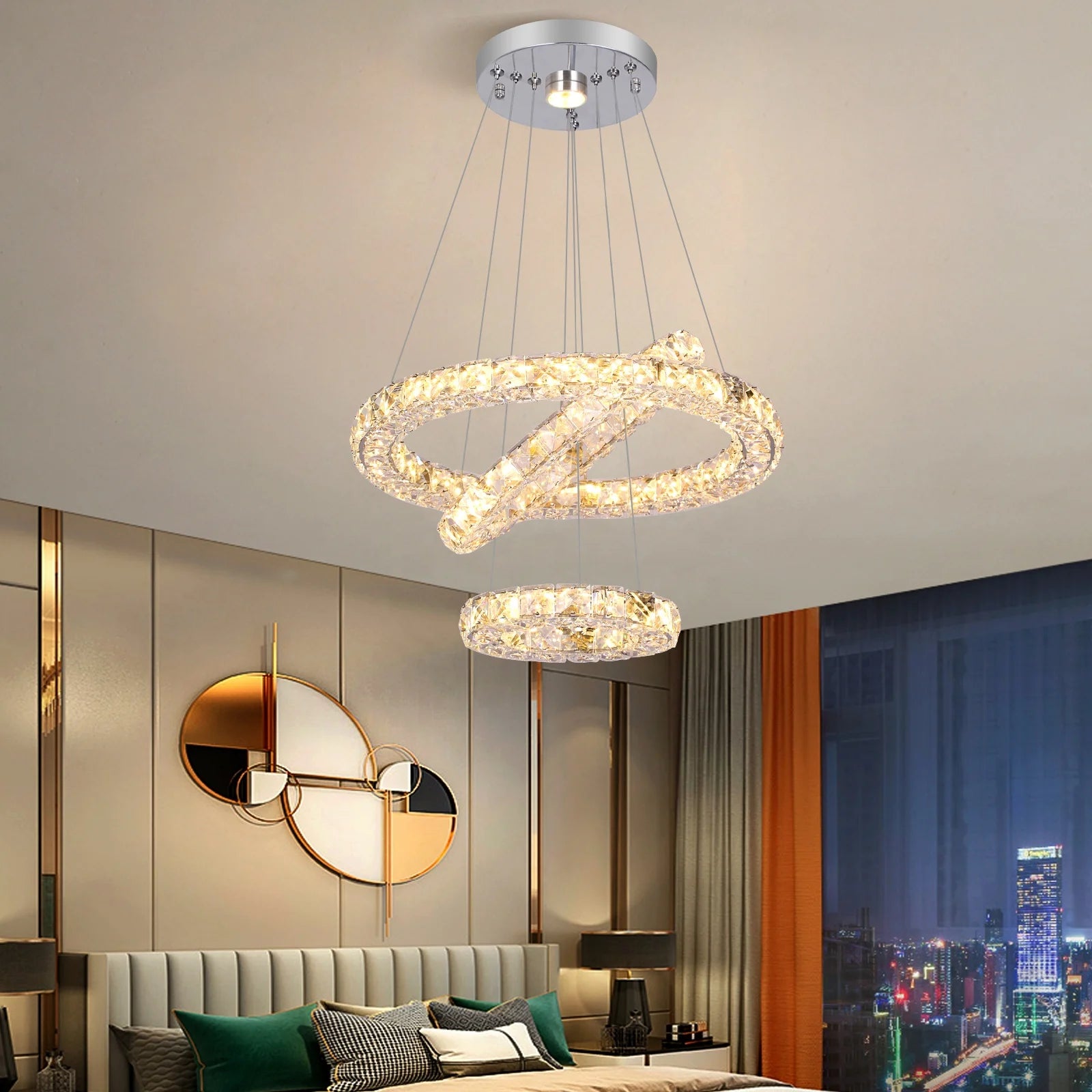 44W Crystal Modern Living Room Circle Chandelier