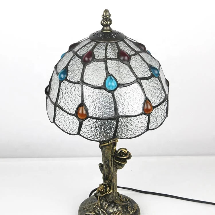 Tiffany Lamp 14 Inch Tall Stained Glass Crystal Style