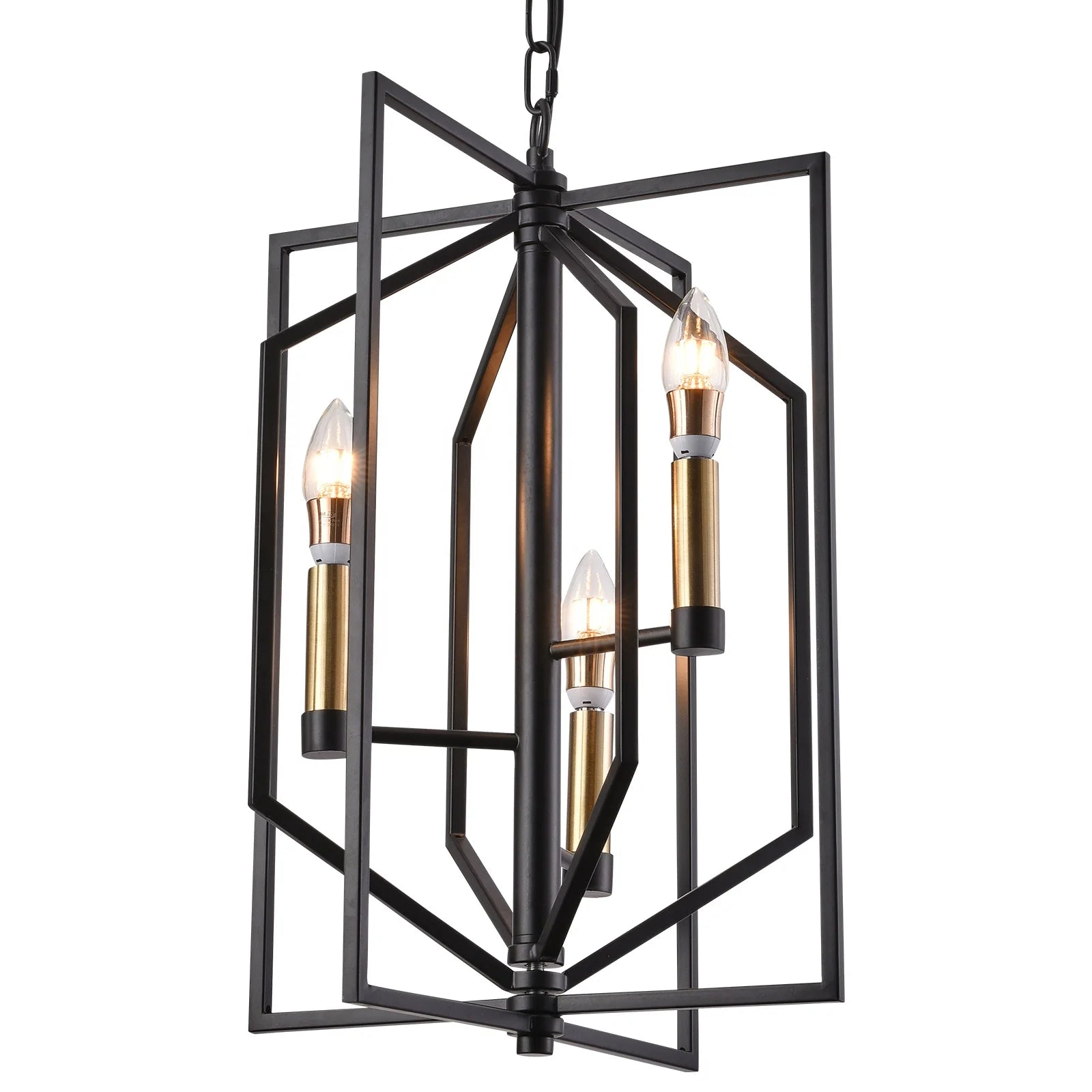 Black E12 3 Heads Rustic Bedroom Dining Room Pendant Light For Kitchen