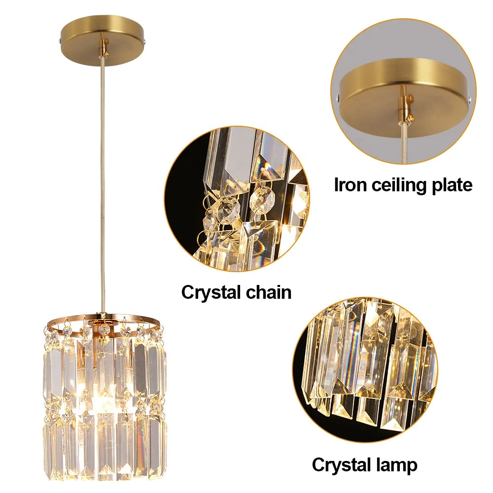 Modern Gold hanging White Clear Crystal LED Modern Single Pendant