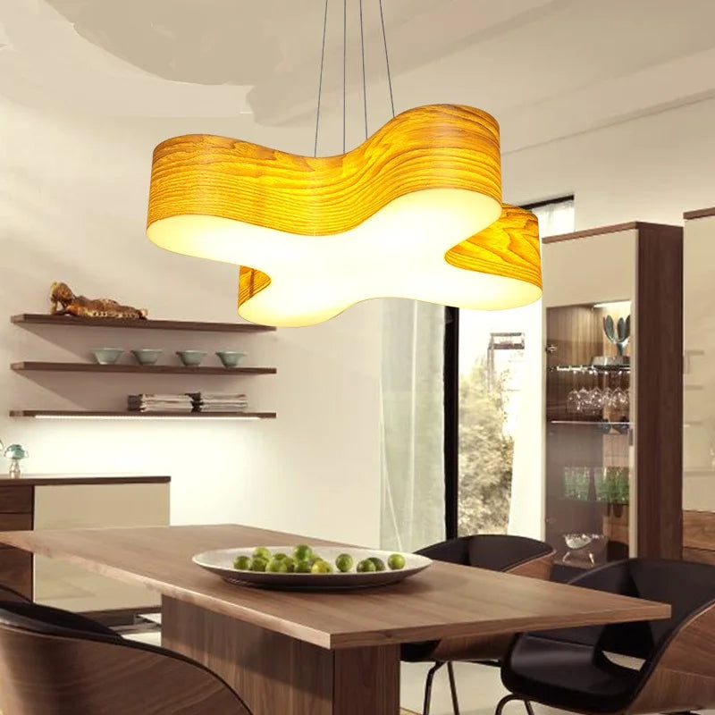 The designer wooden log LED wood pendant lamps dining room bedroom