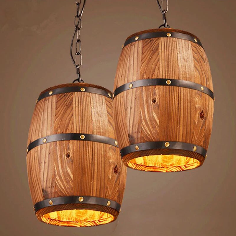 Italian Modern Retro Vintage Wine Barrel Chandelier Lighting