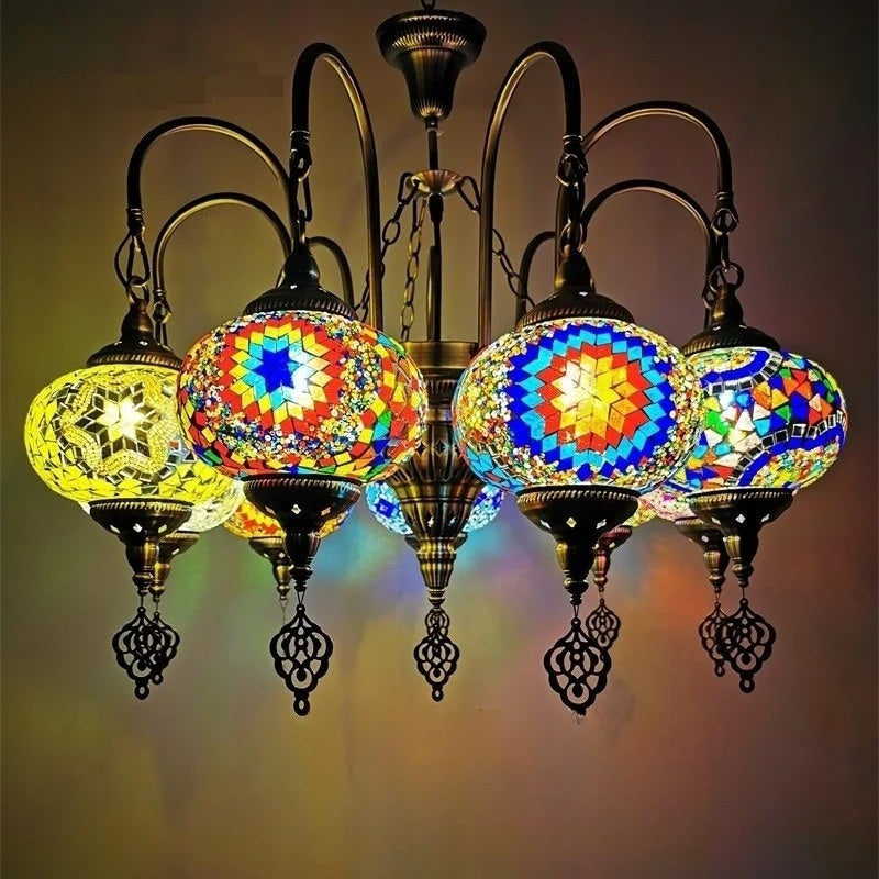 7/9 heads big size Turkish mosaic chandelier Lamp vintage art deco