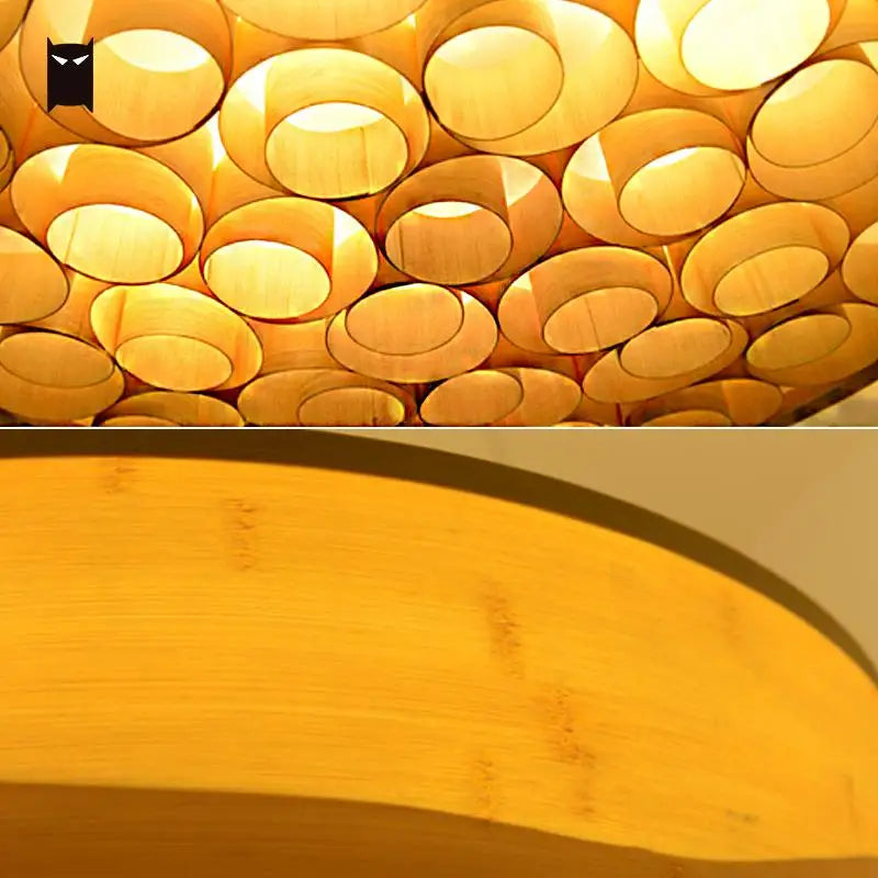 56cm Bamboo Round Honeycomb Pendant Light Fixture Handmade