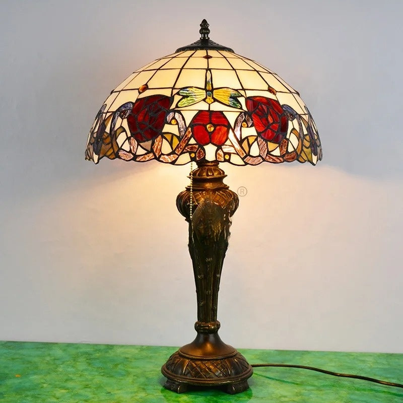 Antique Tiffany Table Lamp Handcrafted 16" Shade Lamps Art