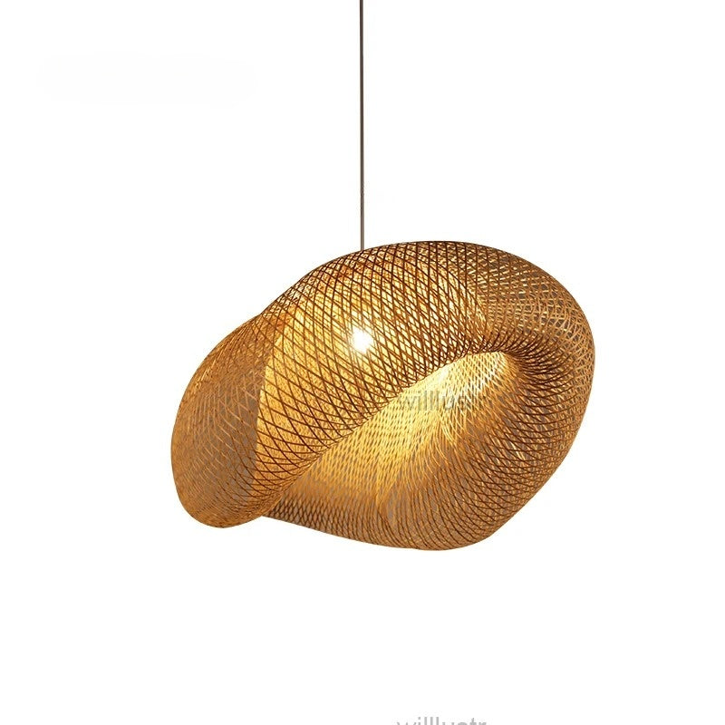 Bamboo pendant lamp post modern design bicorn hanging