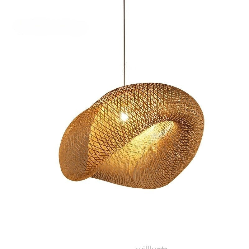 Bamboo pendant lamp post modern design bicorn hanging