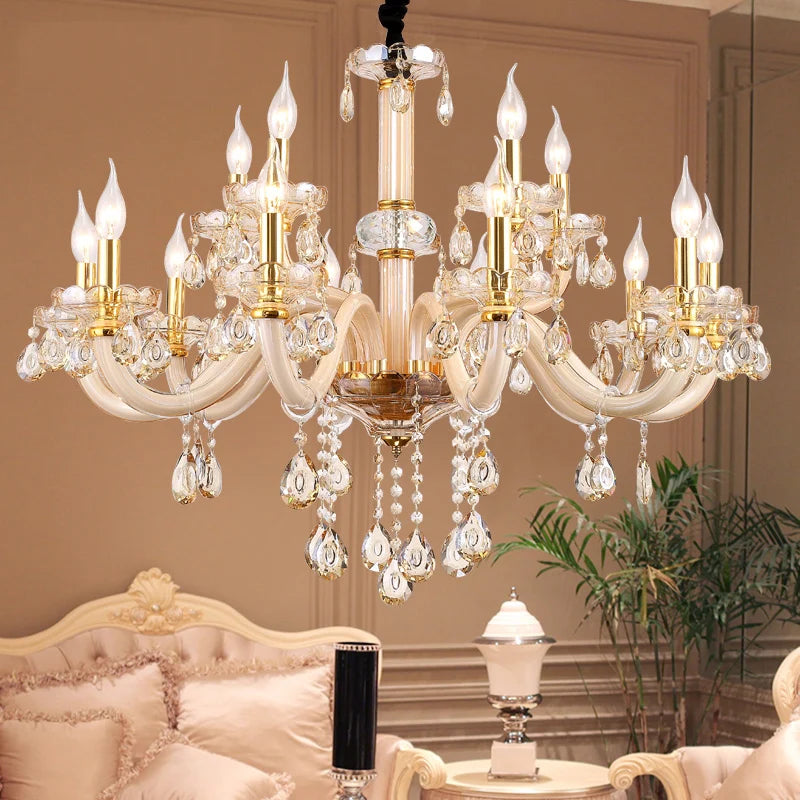 Amber European Crystal Chandelier Highgrade Candle Pendant Lamp