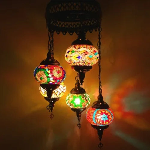 5 Heads Turkey Ethnic Customs Handmade Mosaic Lamp Romantic Hotel Cafe