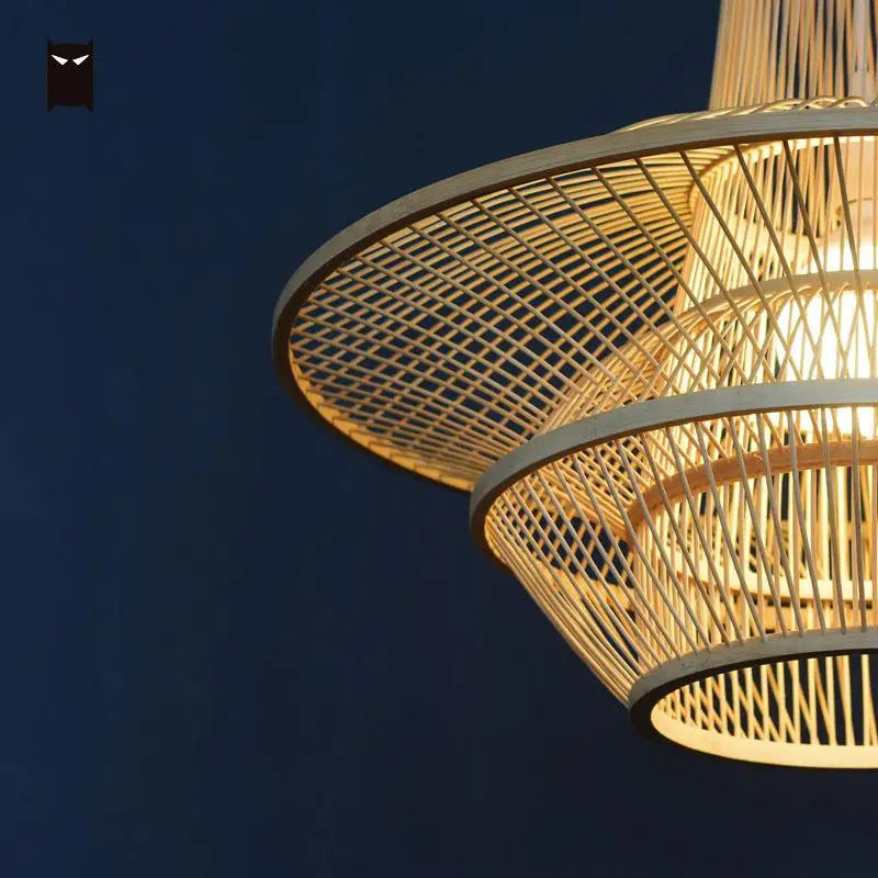 60x48cm Big Bamboo Wicker Rattan Bloom Pendant Light Fixture Nordic