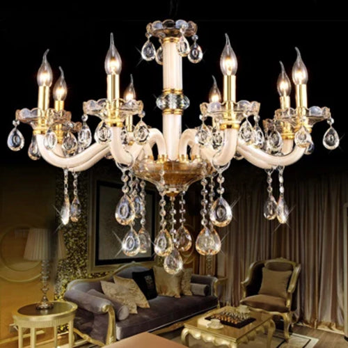 Amber European Crystal Chandelier Highgrade Candle Pendant Lamp