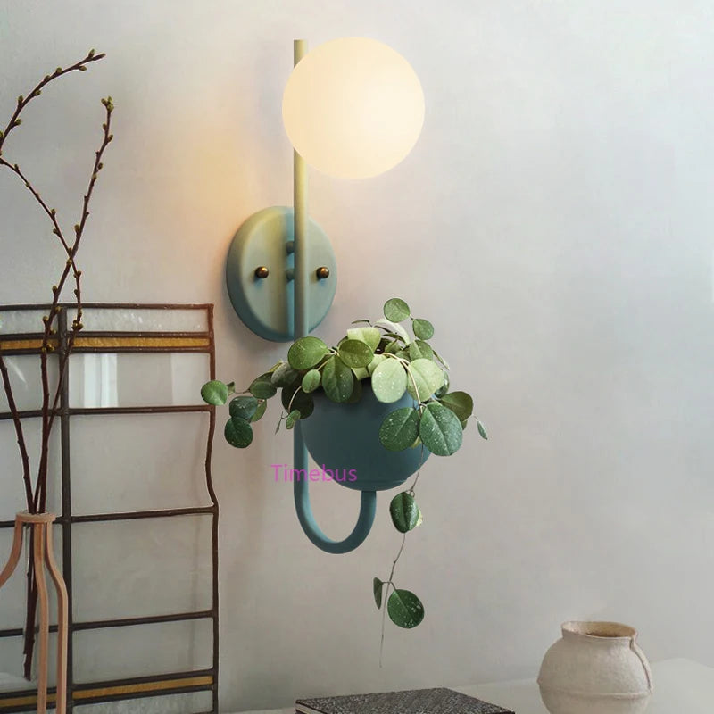 Modern Green Plant Wall Lamp Minimalist Living Room Study Bedroom