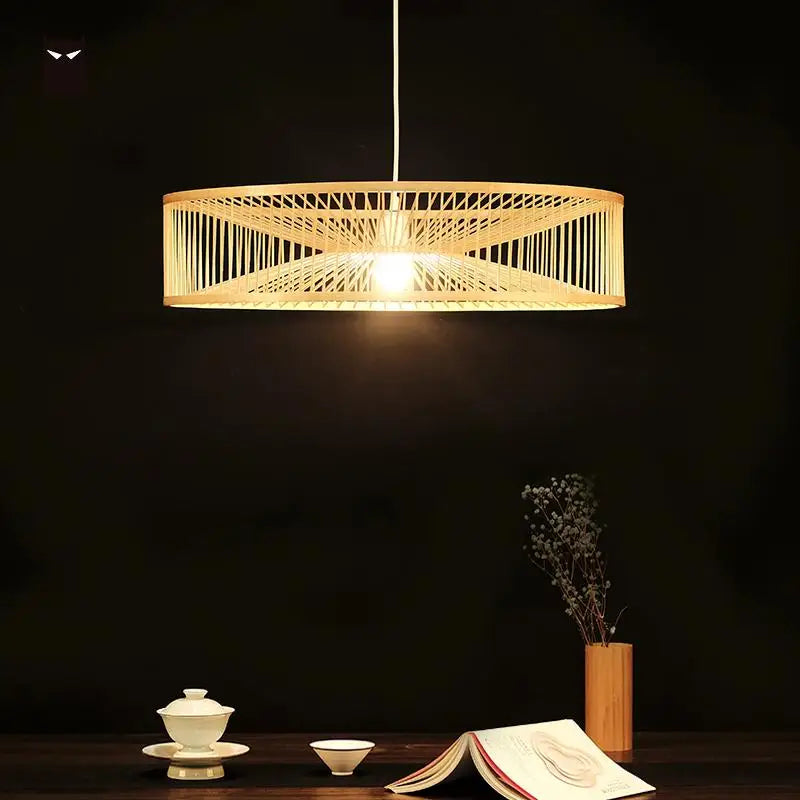 60cm Bamboo Wicker Rattan Shade Pendant Light Fixture Rustic Asian