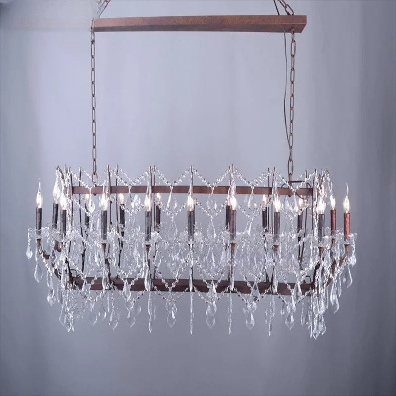 Vintage Crystal Chandelier Retro Rustic Loft Hanging Light Fixture