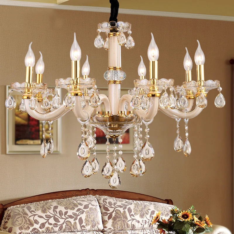 Amber European Crystal Chandelier Highgrade Candle Pendant Lamp