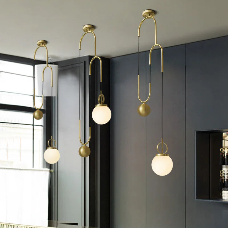 Minimalist Modern Chandelier Elegant Pendant Lamp Copper