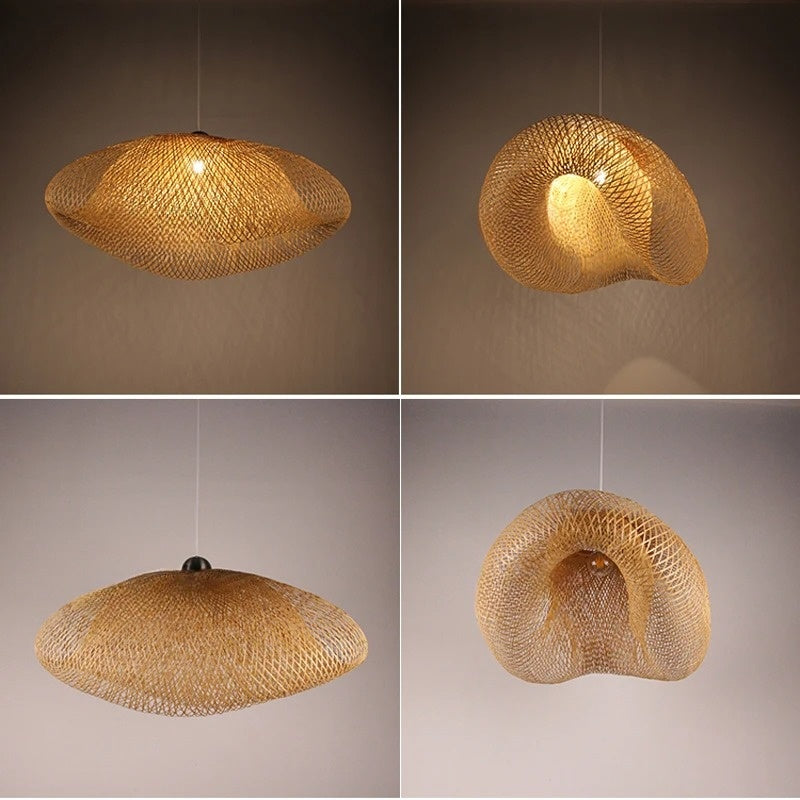 Bamboo pendant lamp post modern design bicorn hanging