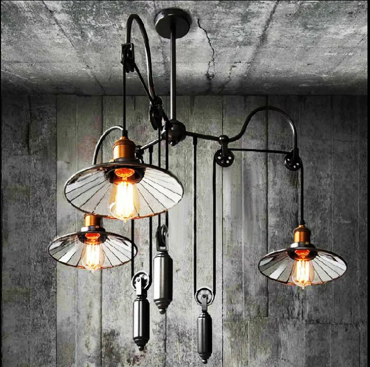 Chandelier Loft For Kitchen Design Light Fixtures Lift Lamp Pulley