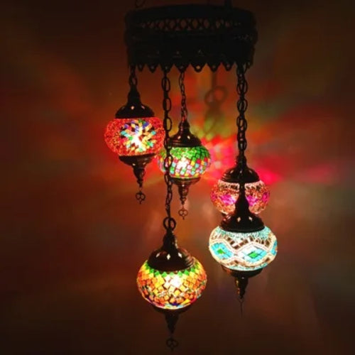 5 Heads Turkey Ethnic Customs Handmade Mosaic Lamp Romantic Hotel Cafe