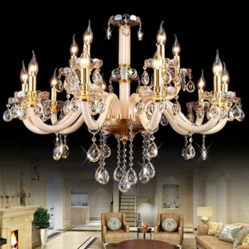 Amber European Crystal Chandelier Highgrade Candle Pendant Lamp