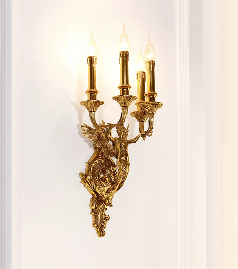 Sconce French Style Copper Wall Lamp Living Room Villa Luxury Hotel