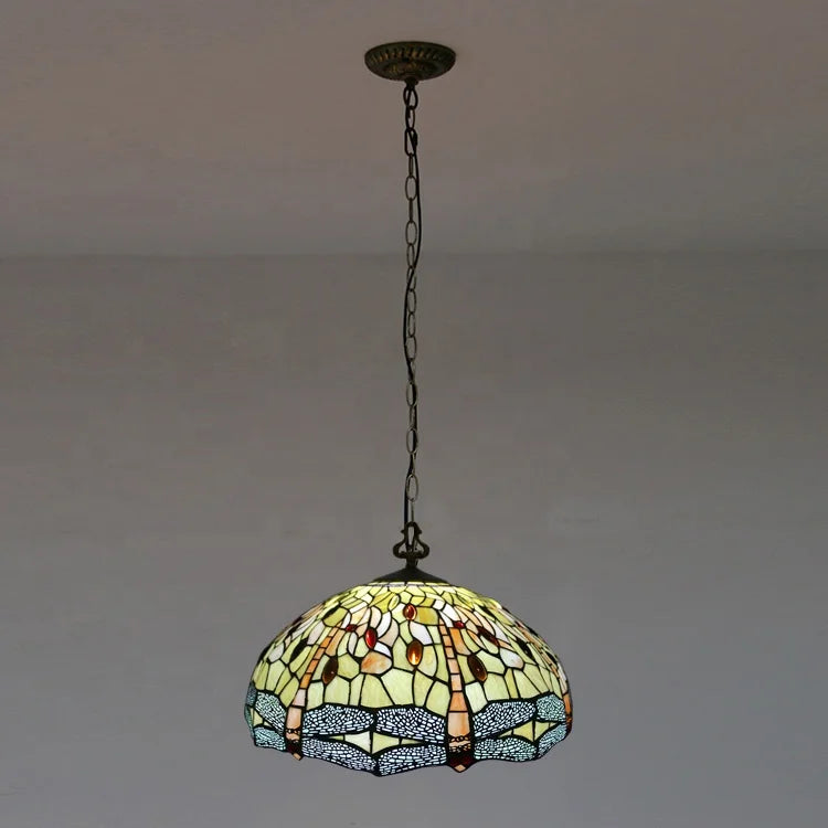 Tiffany-Style 3 Light Dragonfly Hanging Pendant Lamp with