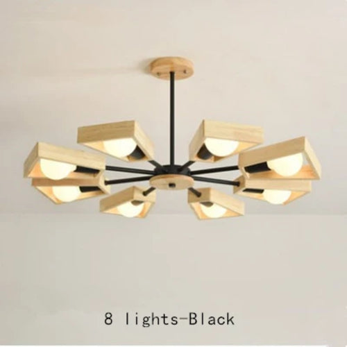 3/5/6/8 Lights E27 Windmill Wooden Chandelier Lighting For Living Room