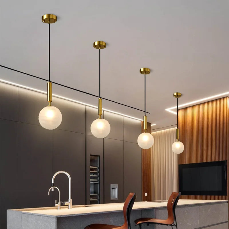 Modern Glass Pendant Lights for Living Room Bedroom Nordic Iron Led