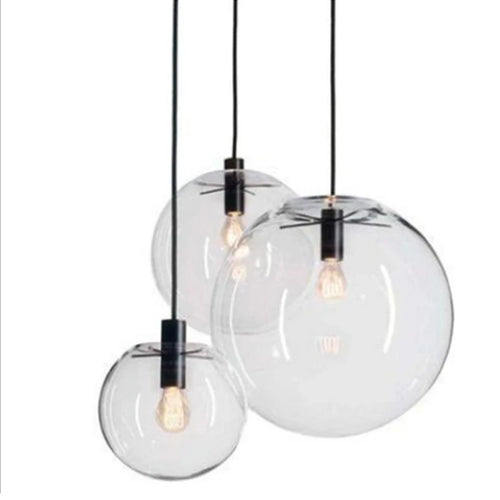 American Industrial Glass Ball Pendant Lights for Coffee Store Dining