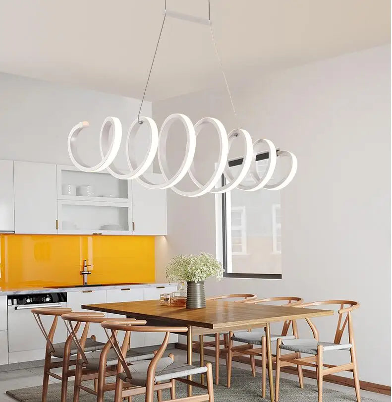 Modern LED Aluminum Pendant Light Wave Shape Chandelier Lighting for