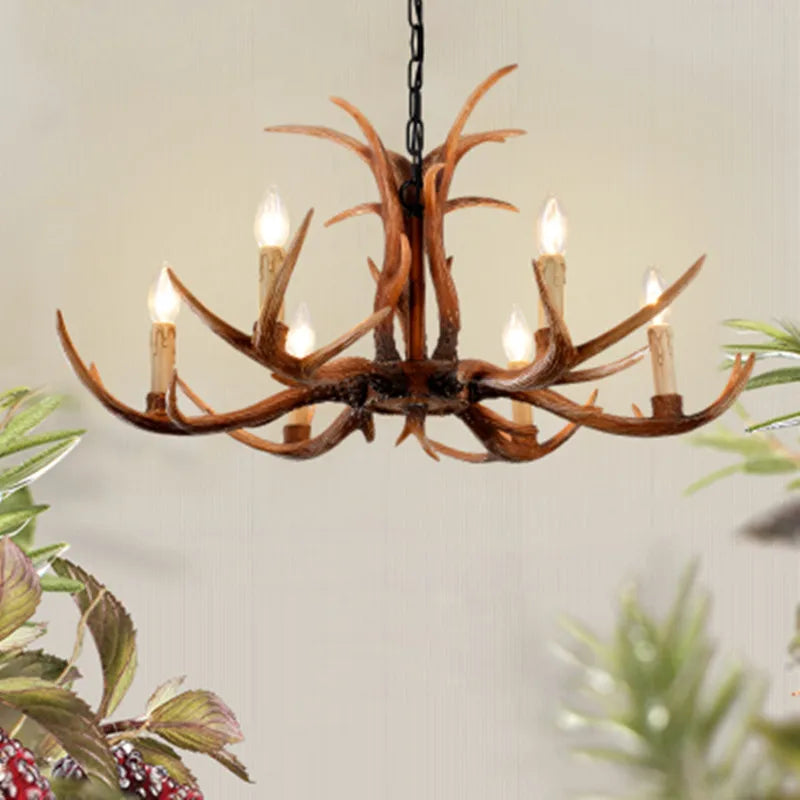 6/8/10 Head Modern Antlers Chandelier Light American Resin lamp Candle