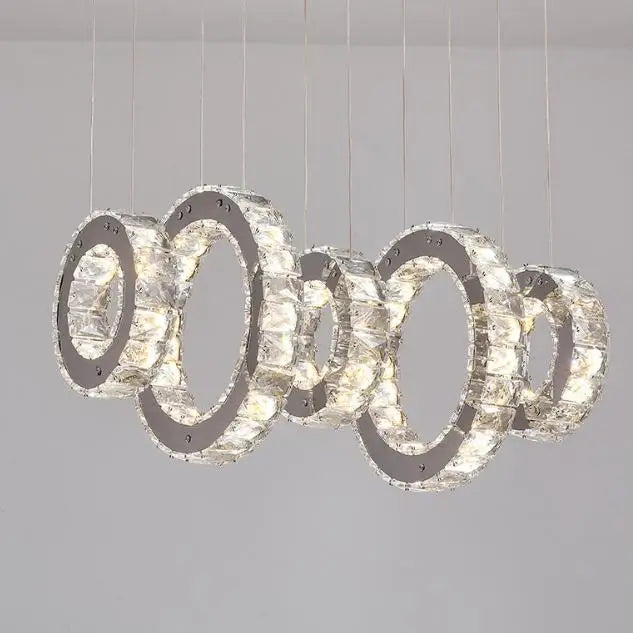 LED modern crystal lighting stainless steel chandelier pendant lamp