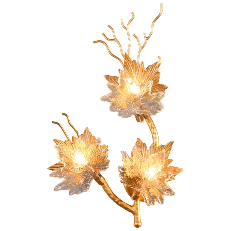 Light luxury gold color maple indoor wall lamp for hallway aisle