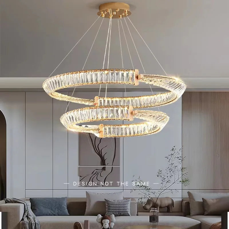 Modern Luxury K9 Crystal Pendant Light Ring Lustre Electroplating