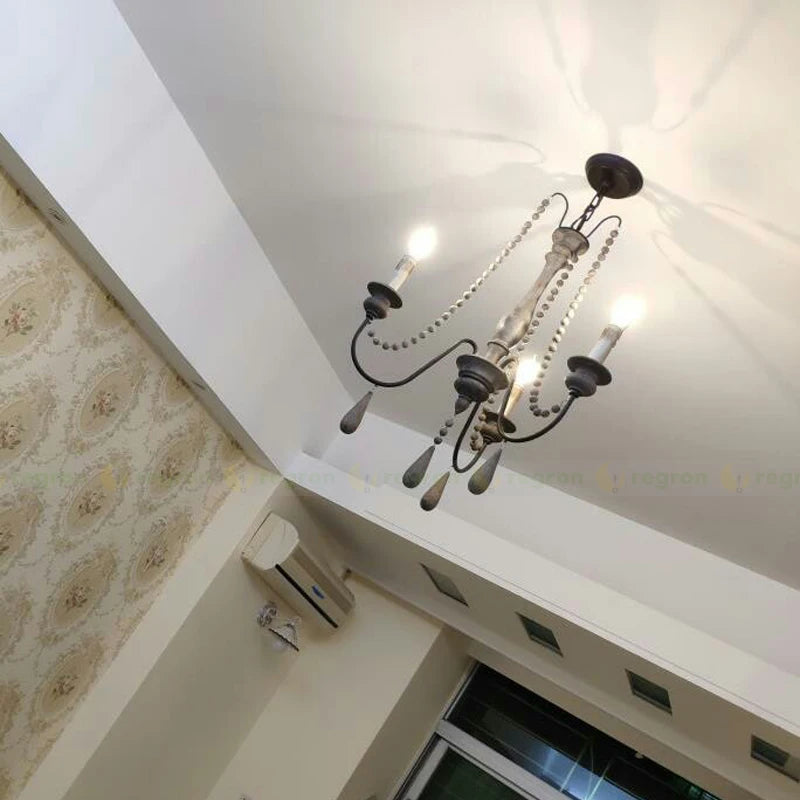 Art Gallery Kitchen Led Candle Chandelier ceiling Wood Lighting Dining