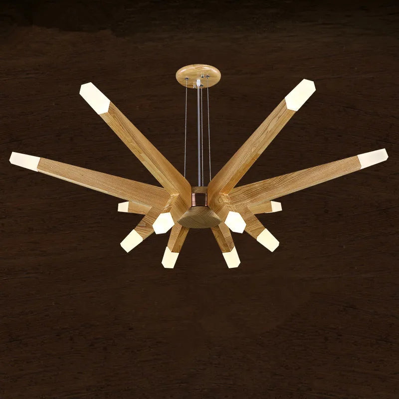 Nordic contracted modern Solid wood art chandelier living room