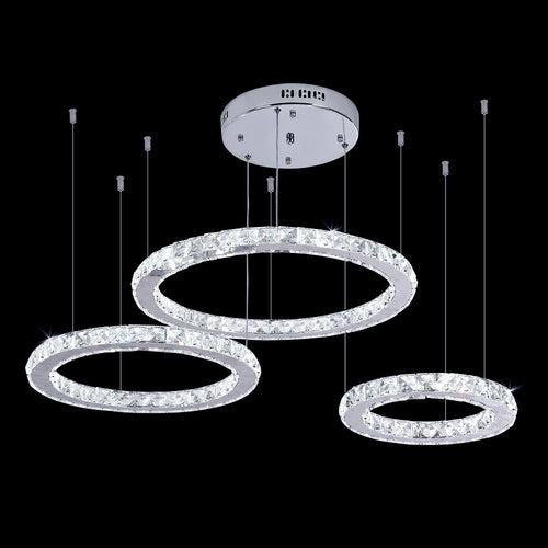 Modern Crystal Chandeliers 3 Rings LED Ceiling Lighting Fixture for