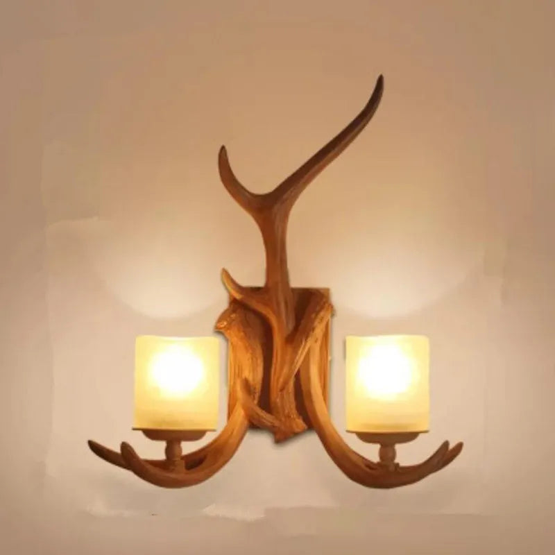 Retro wall lamp resin decorative LED  wooden wall lamp sconce deer for