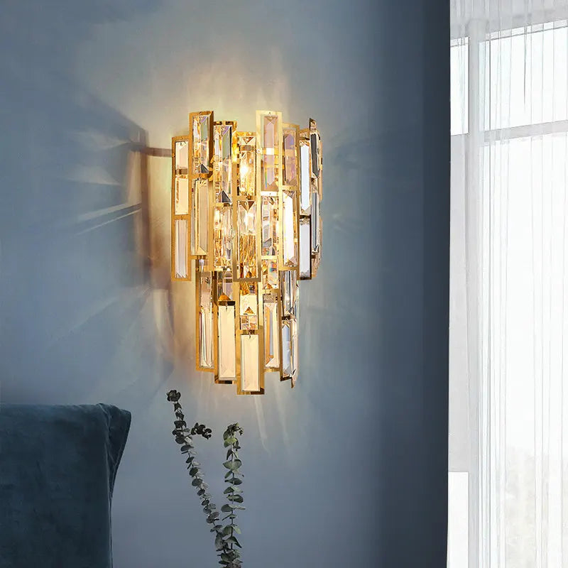 Luxury Gold Wall Lamp Modern Crystal Living Room Bedside Stainless