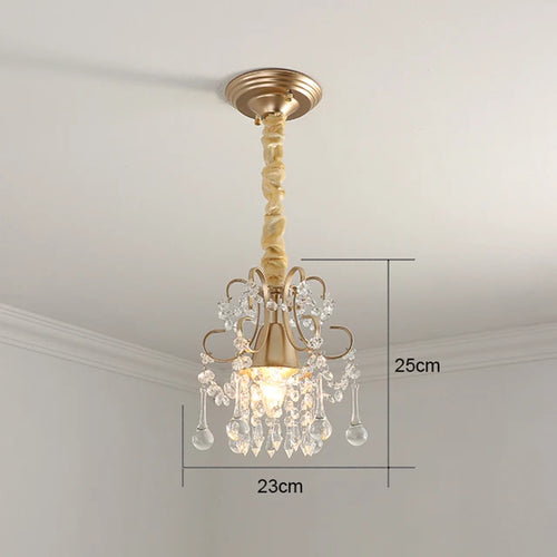 Modern Gold Crystal Small Round Ceiling Pendant Light Hanging Luxury