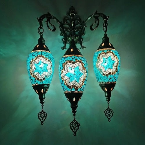 3 Heads Turkish Mosaic Wall Lamps Luminaria Applique Murale Intérieur