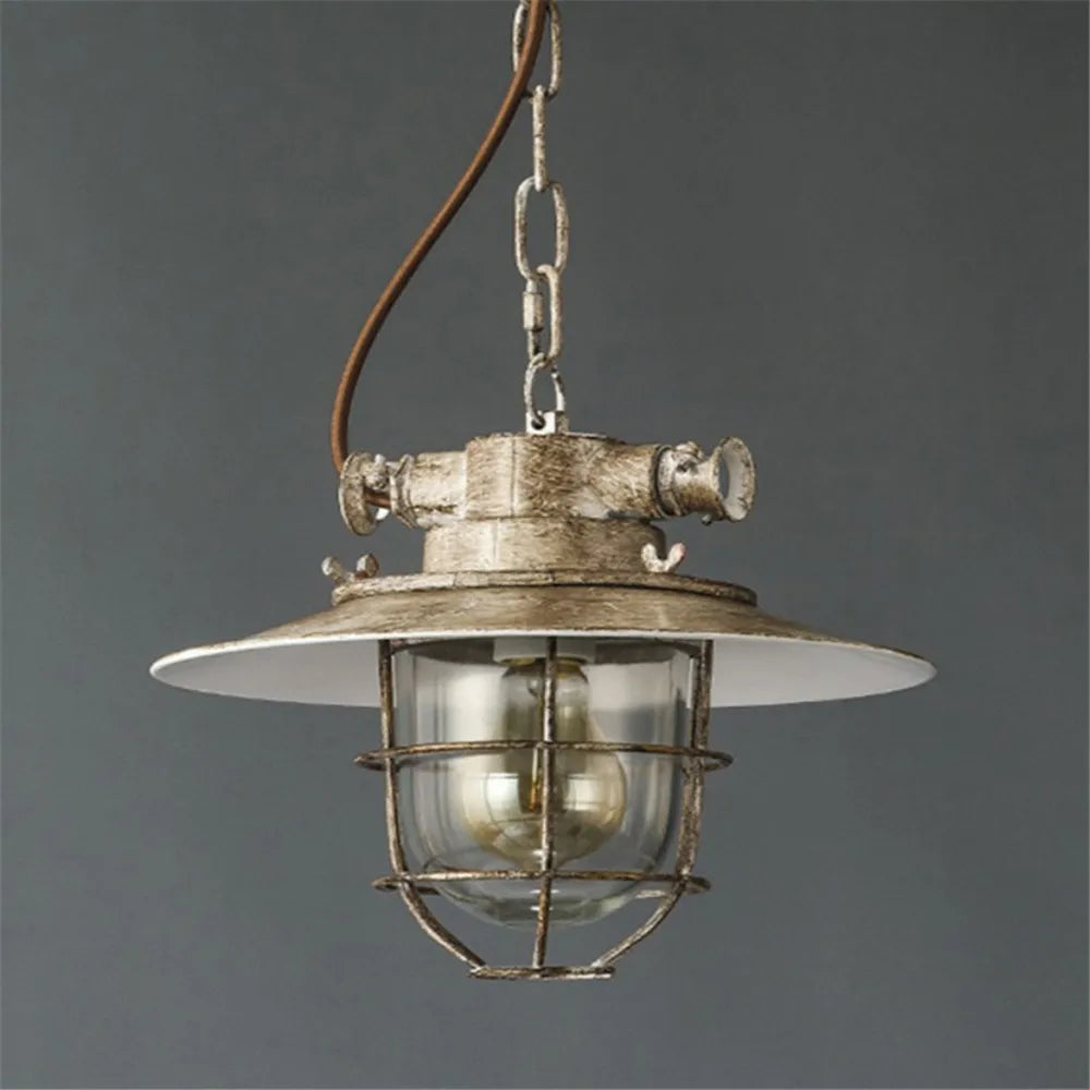 American Industrial LED Pendant Light Retro Explosion-proof Iron Glass