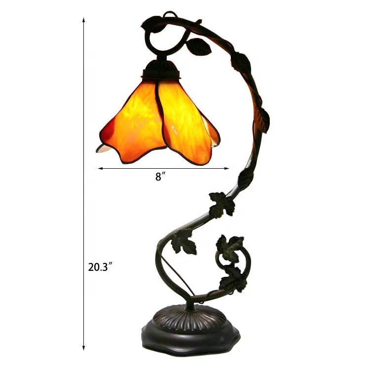 Stained Glass Reading Lamp Table Light Yellow Floral Shape