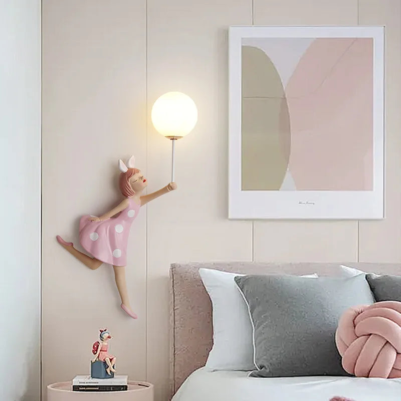 Minimalist Children's Cartoon Wall Lamps Creative Bedroom Bedside