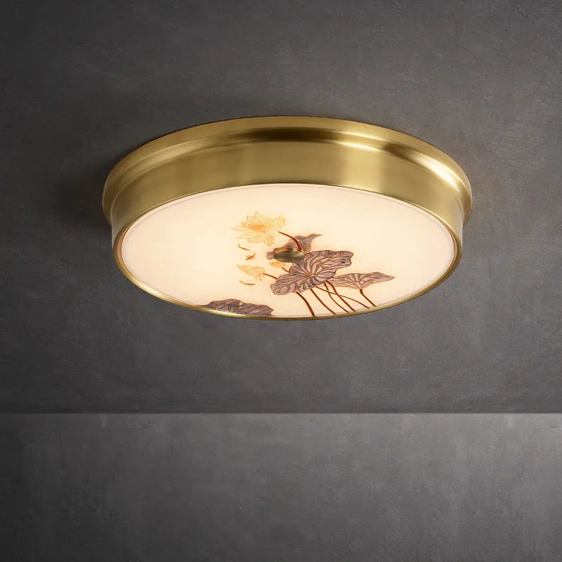 All copper ceiling lamp enamel modern bedroom study lamp Chinese style