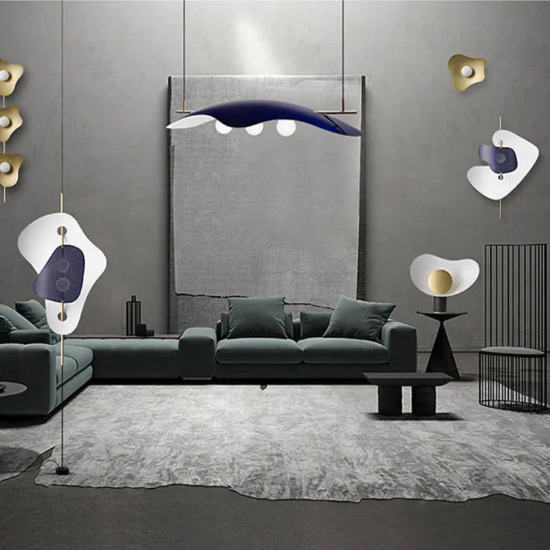 Modern minimalist glass chandelier personality LED iron light creative