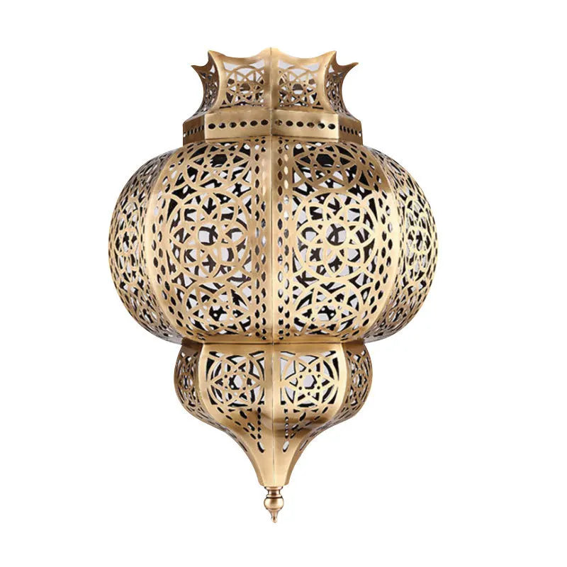 Southeast Asia Brass Lantern Chandelier Hollow out Antique Color Bar