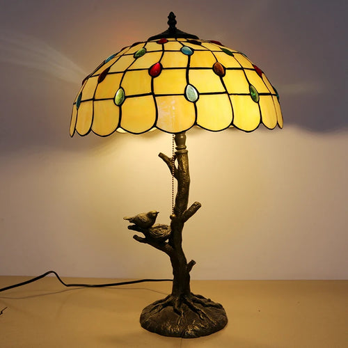 European style Stained Glass Tiffany bird table lamp